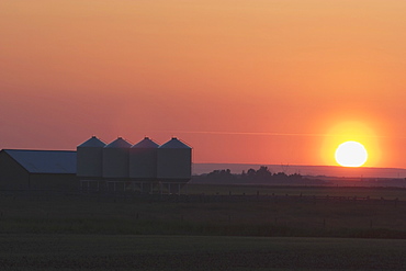 Farmyard And Grain Silos South Of High River, Alberta, Canada