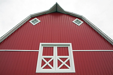 Alberta, Canada, Red Barn With White Trim