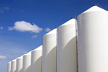 Alberta, Canada, Large White Grain Bins