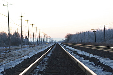 Winnipeg, Manitoba, Canada, Ice Along The Train Tracks