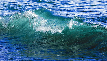 Hawaii, United States Of America, Breaking Water Forms Smooth Curl In Clear Sea Water