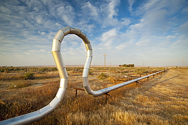 Pipe In A Unique Shape In A Grassy Area, Mckittrick, California, United State of America