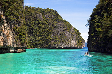 A Snorkeling Boat In The Island Waterway Near Koh Phi Phi, Phuket, Thailand