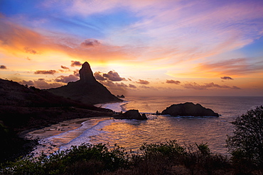 Views of morro do pico at sunset from forte dos remedios, Fernando de noronha pernambuco brazil