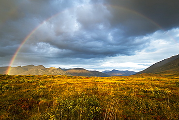 A Rainbow In The Sky Over Brooks Range, Gates Of The Arctic National Park In Northwestern Alaska, Alaska, United States Of America