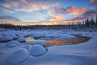 Red clouds at sunset over mcintyre creek, Whitehorse, yukon, canada