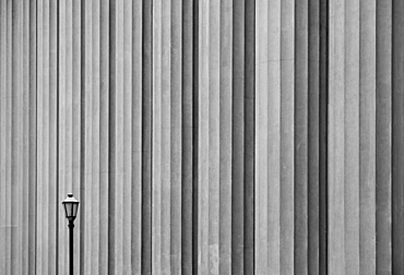 Street Light Against A Background Of Building Columns, Mendoza, Argentina