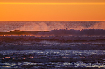 Wind Across Crest Of Waves At Sunset, Golden Gate National Recreation Area, San Francisco, California, United States Of America