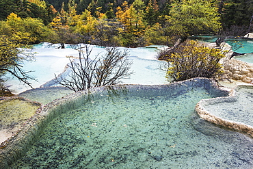 Colourful Pools Formed By Calcite Deposits, Huanglong, Sichuan Province, China