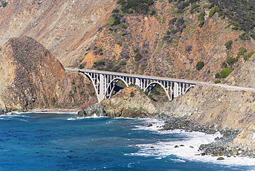 Big Creek Bridge From California Route 1 On The Big Sur Coast, Big Sur, California, United States Of America