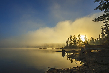 Fog Over A Lake At Sunrise, Quebec, Canada