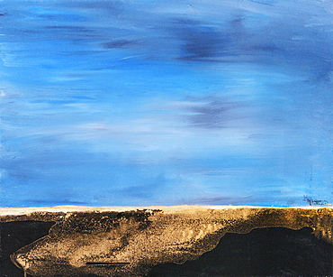 Painting Of Brown Land Meeting Blue Sky