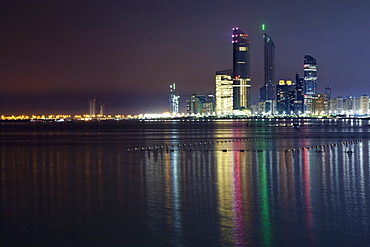 Abi Dhabi Skyline At Night, Abu Dhabi, United Arab Emirates