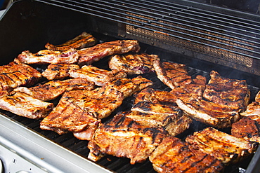 Meat On A Barbeque, Alberta, Canada