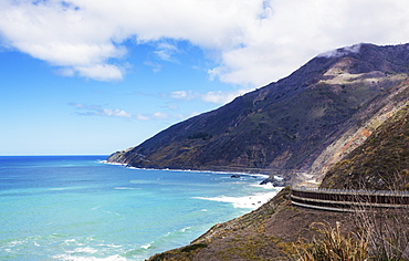 A Part Of The Scenic Route 1 Heading To Big Sur, California, United States Of America