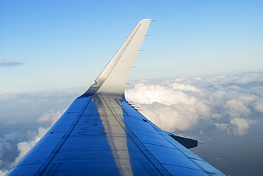 Wing Of An Airplane In A Blue Sky With Cloud, Patagonia, Chile