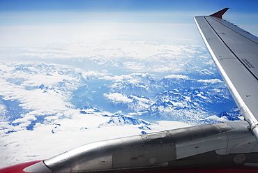 Window View From Airplane While Departing Anchorage, Anchorage, Alaska, United States Of America