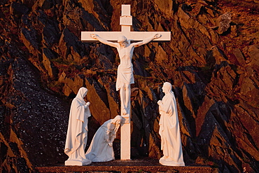 Statues Of Jesus Christ On The Cross And Followers At The Foot Of The Cross, County Kerry, Ireland