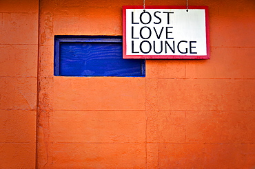 Louisiana, New Orleans, Lost Love Lounge Sign On Closed Down Restaurant.