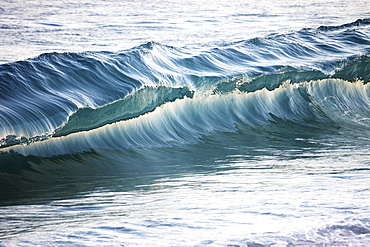 Hawaii, Oahu, Close Up Af A Beautiful, Blue, Sunlit Wave.