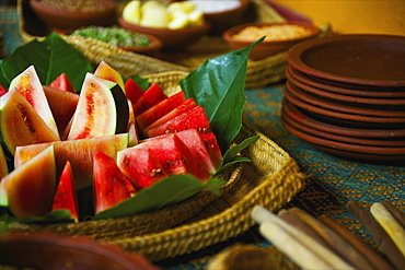 Slices Of Watermelon On A Plate, Ulpotha, Embogama, Sri Lanka