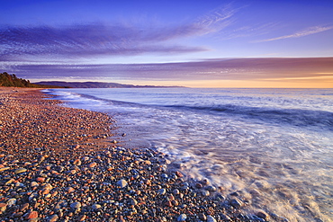 Pebble Beach On Lake Superior At Dusk, Agawa Bay, Lake Superior Provincial Park, Ontario, Canada