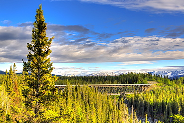 Scenic View Of The Kuskulana River Bridge On Mccarthy Road In Wrangell-St. Elias National Park And Preserve, Alaska, United States Of America