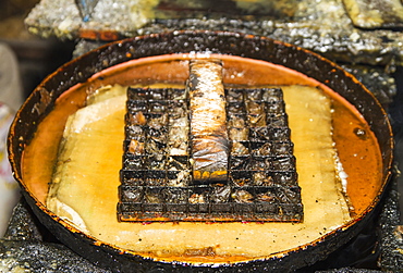 Copper Block Stamp, Called Cap In Hot Wax To Be Applied On A Fabric In The Production Of Printed Batik At Gunawan Setiawan Batik Shop, Kampung Kauman, Surakarta (Solo), Central Java, Indonesia