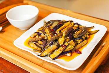 Chinese Braised Eggplants, Wuhan, Hubei Province, China