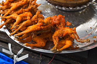 Fried Frogs In A Local Market, Phnom Penh, Cambodia