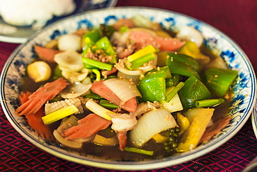 Fry Seafood And Vegetables, Khmer Style, Siem Reap, Cambodia