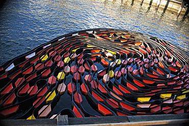 A Colorful Coiled Oil Boom At The Seattle Waterfront Piers, Washington, USA