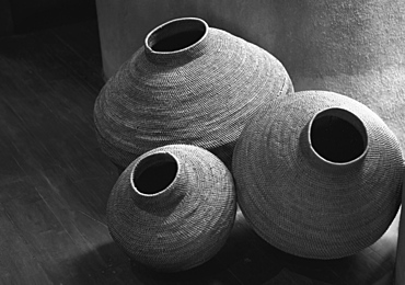 Black And White Shot Of Finely Woven Traditional African Baskets, Kruger National Park, Mpumalanga Province, South Africa