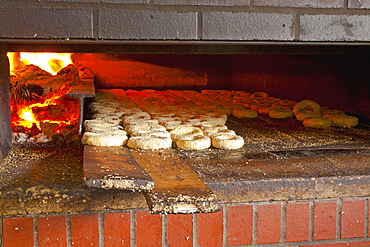 Montreal Style Bagels In Wood Fired Oven, Magog, Quebec, Canada