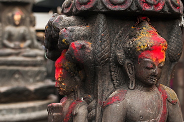 Buddha's Statues In A Small Temple From Thamel Durbar Square, Kathmandu, Nepal