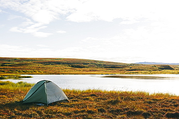 Lakeside Tent At Sunrise, Denali National Park, Alaska, United States Of America