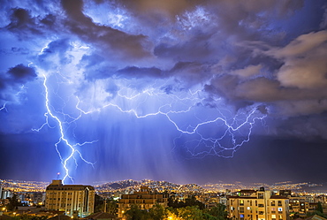 Lightning Lights Up The Night Skies Above The City Of Cochabamba, Cochabamba, Bolivia