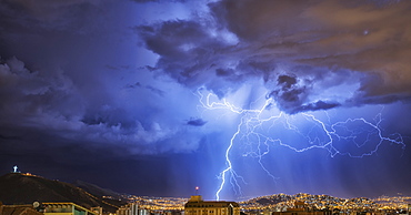 Lightning Lights Up The Night Skies Above The City Of Cochabamba, Cochabamba, Bolivia