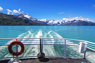 View Of The Fairweather Range From The Stern Of A Boat, Glacier Bay National Park, Southeast Alaska, Summer