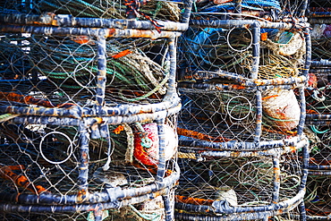 Stacked Fishing Gear In Bodega Bay, California, United States Of America