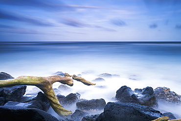 Long Exposure Of The Surf Along Wailua Beach, Wailua, Kauai, Hawaii, United States Of America