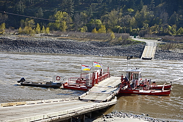 The Lytton Cable Ferry Crossing The Fraser River, North Of Lytton, British Columbia, Canada