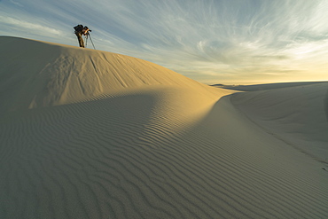 Person Taking Photos In The White Sand Desert Of Namakwaland National Park, South Africa