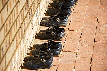 Shoes Neatly Organized In Orphanage, Hammanskraal, Gautang, South Africa