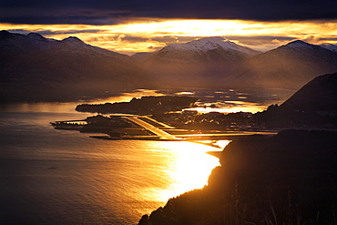 Scenic View Of Benny Benson State Airport At Sunset From Pillar Mountain, Southwest Alaska