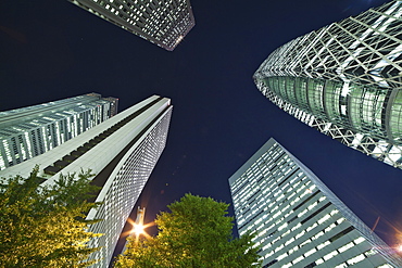 Skyscrapers Illuminated At Nighttime, Tokyo, Japan