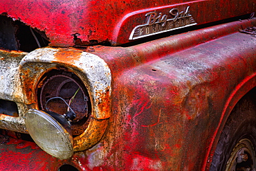 Detail Of Fire Truck That Belonged To Kodiak Volunteer Fire Department, Kodiak, Alaska, United States Of America