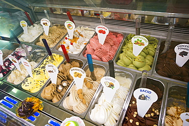 Gelato For Sale In A Display Case, Trapani, Sicily, Italy