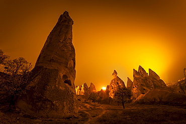 Cave Homes In Rock Formations And Fairy Chimneys, Goreme, Cappadocia, Turkey