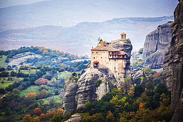 Monastery Perched On A Cliff, Meteora, Greece